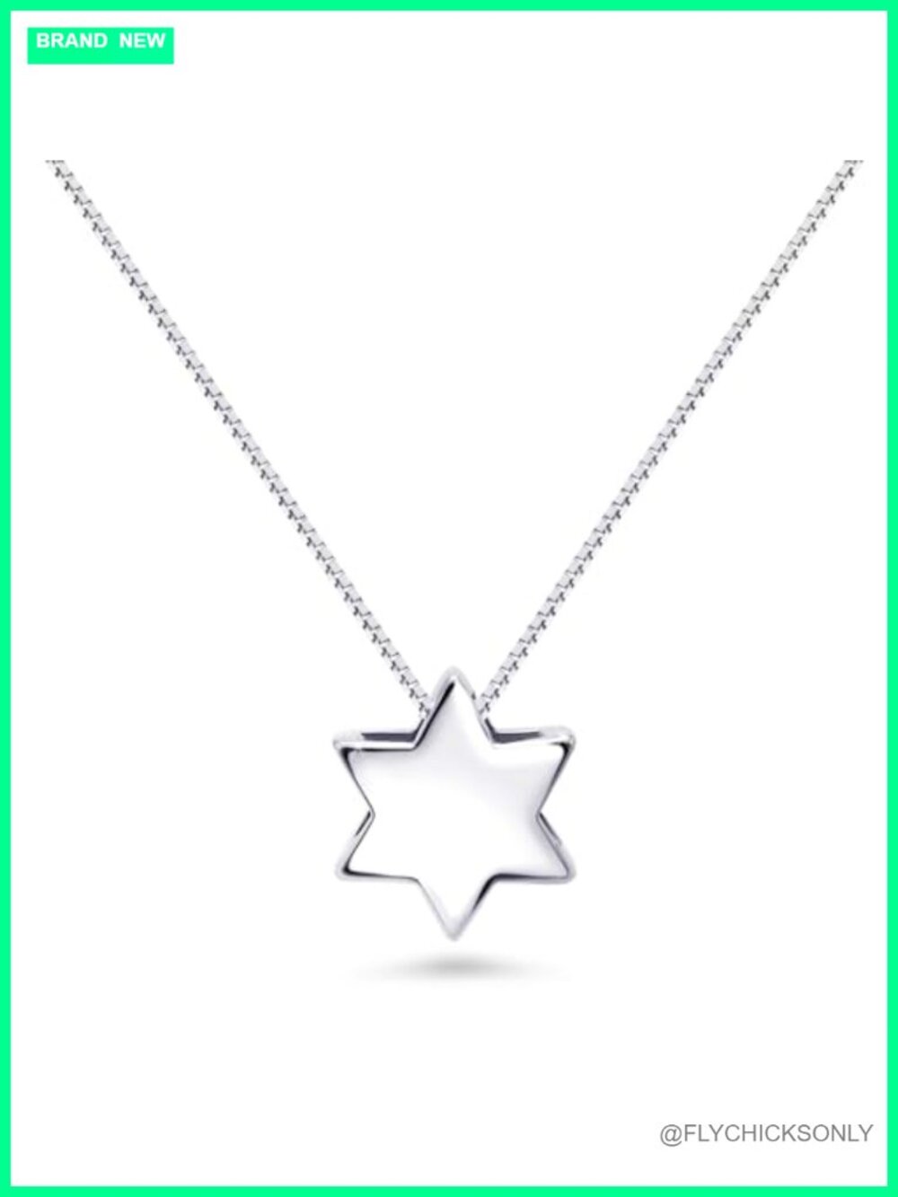 Solid Sterling Silver 925 Star of David Necklace Chain Through Pendant